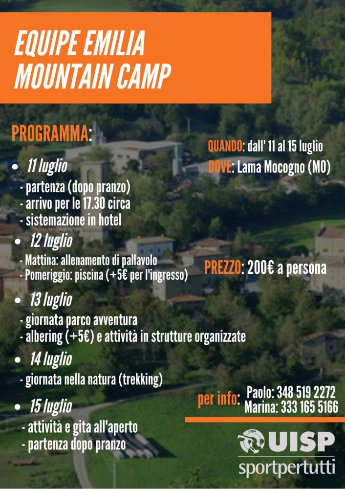 Il volantino dell'Equipe Emilia Mountain Camp