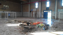 I danni provocati dall'alluvione nella palestra della polisportiva Bastiglia
