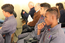 I ragazzi delle giovanili del Bologna alla conferenza de' Il Calciastorie - Foto di Giulia Fini
