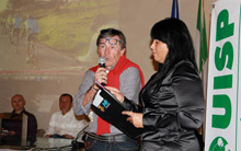 Mauro Lanconelli, presidente della lega ciclismo Uisp Emilia-Romagna, durante la presentazione del Circuito Romagnolo nella rocca di Lugo