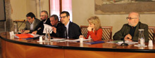 Il tavolo dei relatori alla conferenza di presentazione della Giornata della memoria di Libera