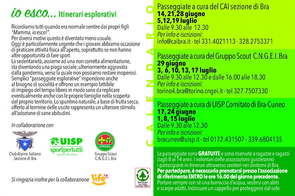 io esco... itinerari esporativi bra 8/14 anni