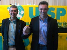 Il presidente nazionale Uisp Filippo Fossati assieme al rieletto presidente modenese Andrea Covi