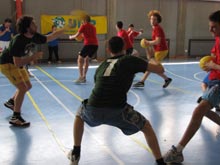 Un'azione delle finali di dodgeball