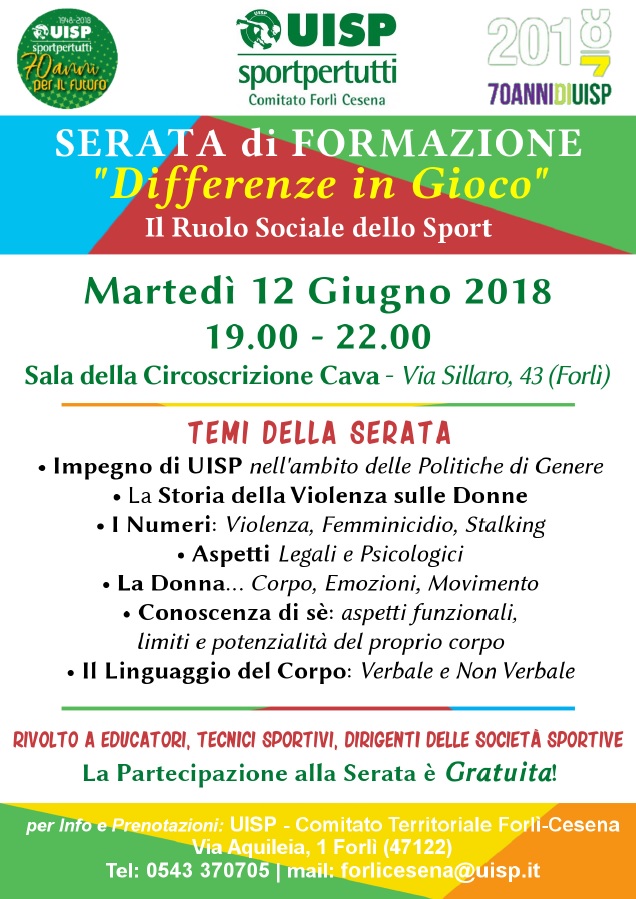 Il volantino della serata di formazione Differenze in Gioco