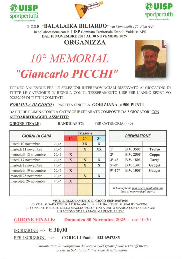 Locandina 10° Memorial Picchi