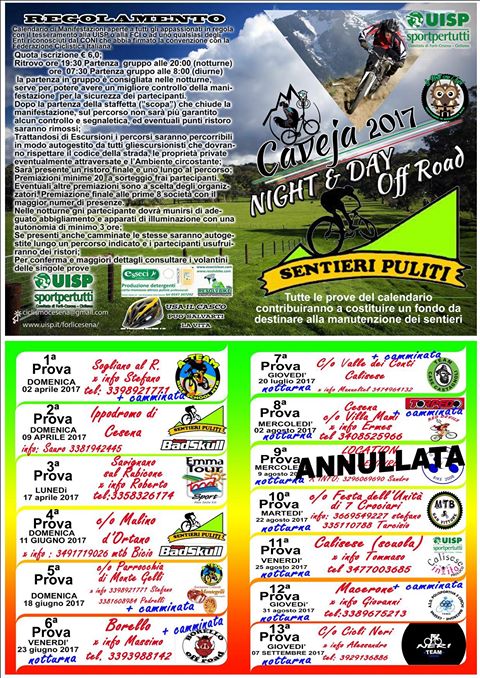 correzione calendario mtb Night & Day 2017