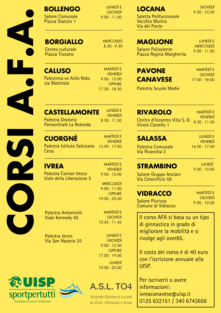 Avvio corsi AFA Canavese