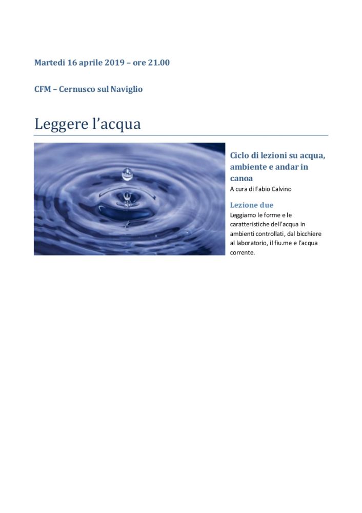 LOCANDINA LEGGIAMO L'ACQUA - Lezione n. 2