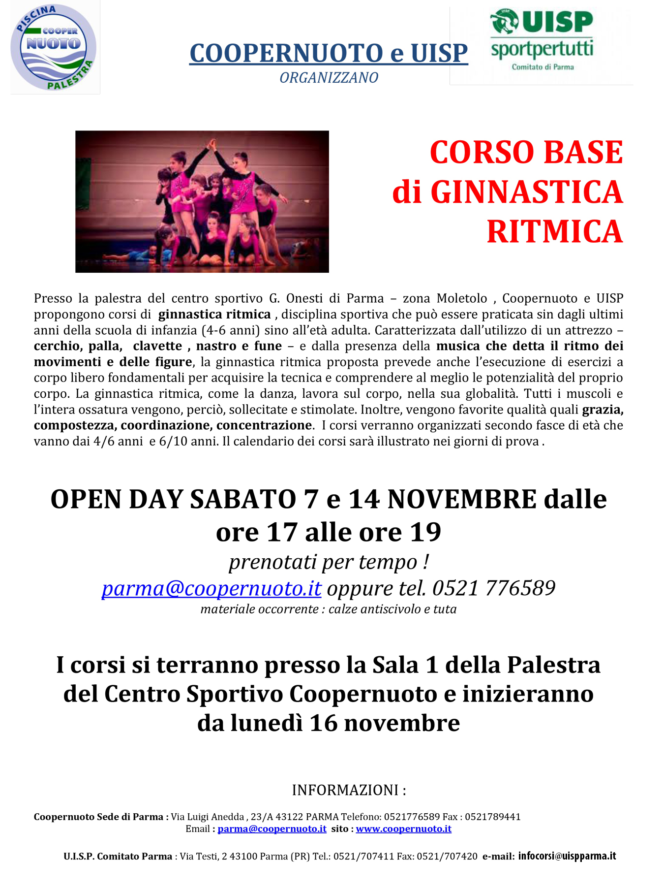 Corsi Base di Ginnastica Ritmica