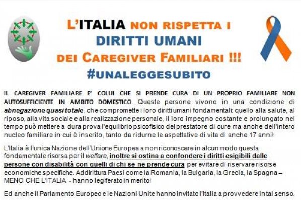 #unaleggesubito per i Caregiver familiari