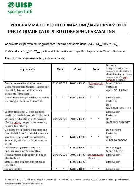 Programma Parasailing