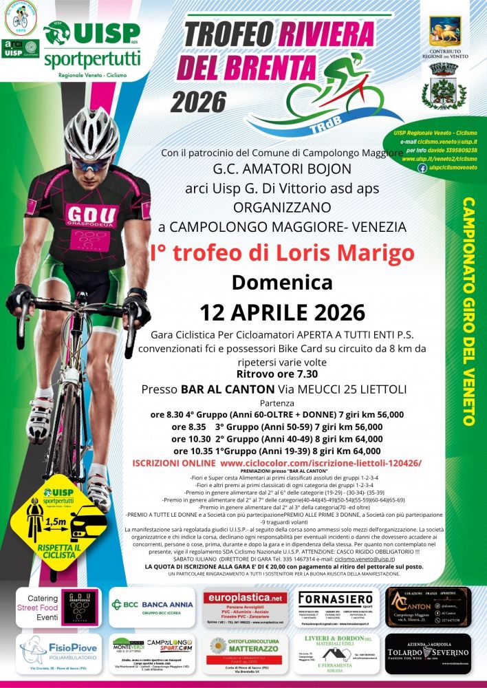 VOLANTINO I&deg; trofeo di Loris Marigo Domenica 12 APRILE 2026