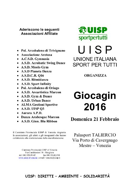 giocagin 2016 programma